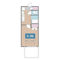 パルティール城西 1Kの間取図画像