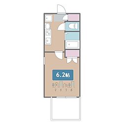 パルティール城西 1Kの間取図画像