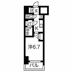 メイクス鶴舞2 1Kの間取図画像