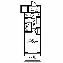 メイクス鶴舞2 1Kの間取図画像