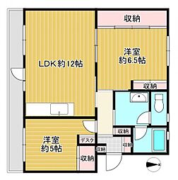 男山第3住宅209棟 2LDKの間取図画像