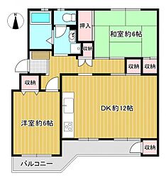 枚方藤阪ハイツA11棟 2LDKの間取図画像