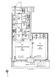 プレール・ドゥーク蔵前II 1402 14階1LDKの間取り