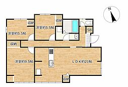 柴田郡柴田町槻木西2丁目　戸建て 3LDKの間取り
