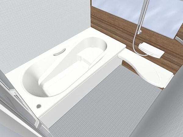 【同仕様画像】ユニットバスは新品に交換します。浴槽は大人も足を伸ばしてゆったり浸かれる広さです。