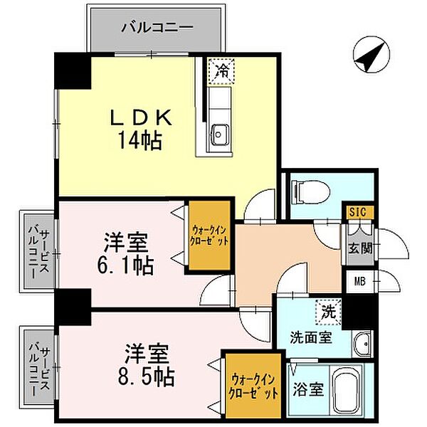 東京都板橋区志村1丁目(賃貸マンション2LDK・7階・67.47㎡)の写真 その2