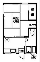 コーポ稲葉 2階1Kの間取り