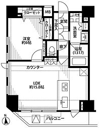 プレール・ドゥーク浜松町 1LDKの間取図画像