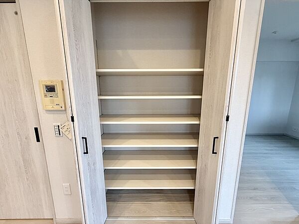 リビングにもシステム収納完備しており、荷物が多くてもいカバーできます◎