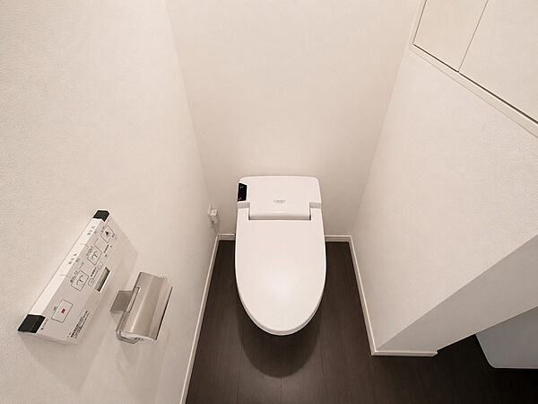 清潔感のある、落ち着いた雰囲気のトイレスペースです。