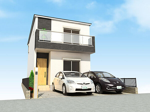 【外観イメージパース】自由設計対応でこだわりの詰まった住まいを実現可能◎2台駐車可能なカースペースのご検討もいただけます。（建物価格1770万円、建物面積100m2）