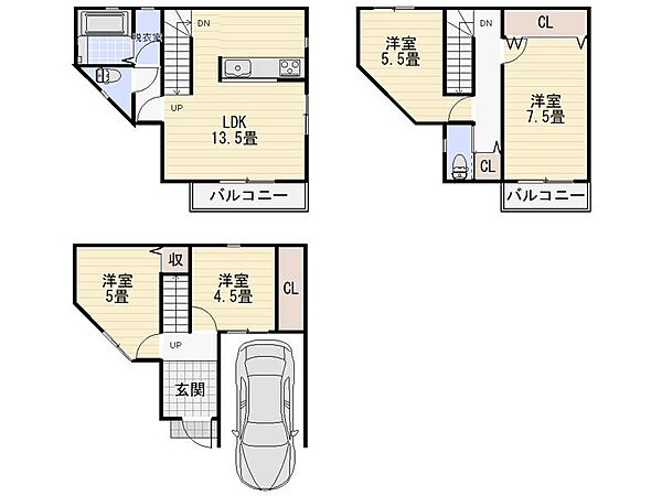 【参考プラン】LDKは2階に配置、外からの視線が気になりにくくプライバシーを確保しやすい設計◎1階に水回りが集約されております。 (建物価格1770万円、建物面積100m2)