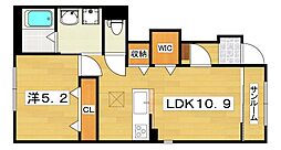 Orange villa 堀溝 1階1LDKの間取り