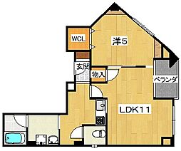 アーカンシェル東寝屋川 1LDKの間取図画像