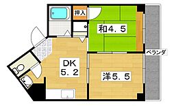 エムケイ7東香里園 2DKの間取図画像