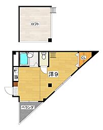 エルロード有馬・香里 ワンルームの間取図画像