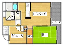 トリ・ビラージュ 2LDKの間取図画像