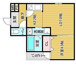 フジパレス八坂町 1LDKの間取図画像