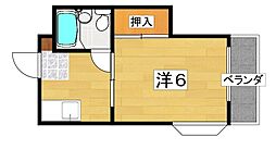 デーム香里ベータ 1Kの間取図画像