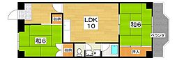 丸信リバーサイドコーポ第2棟 2LDKの間取図画像