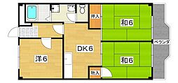 丸信リバーサイドコーポ第1棟 3DKの間取図画像