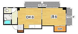 マスターズ香里園2 1DKの間取図画像