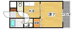 ユーベル1 1Kの間取図画像