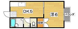 第2晴美ハイツ 1DKの間取図画像