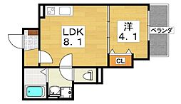 レジーナ寝屋川 1LDKの間取図画像