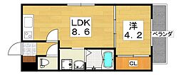 グラン寝屋川 1LDKの間取図画像