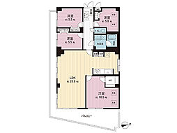 プランドール宿河原 4LDKの間取図画像