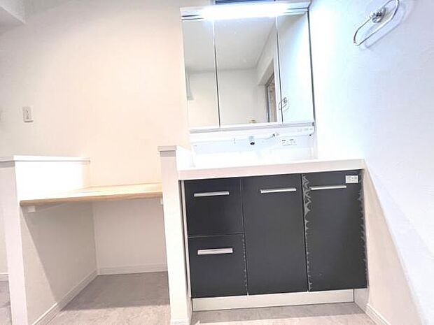 洗面化粧台です。朝の身支度から1日が始まります。