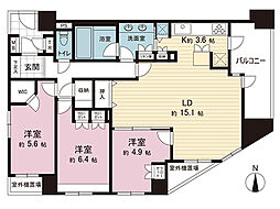 ラヴィドール本厚木サザンマーク 3LDKの間取図画像