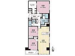 本厚木ハイツB棟 3LDKの間取図画像