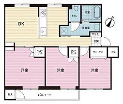 鵜野森団地M 2DKの間取図画像