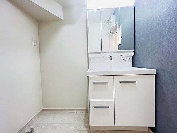 洗面化粧台です。朝の身支度から1日が始まります。