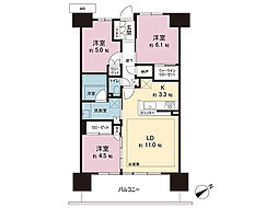 THEパームス相模原パークブライティア 3LDKの間取図画像