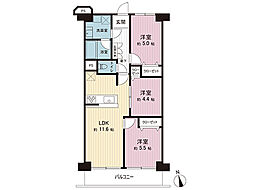 海老名スカイハイツ 3LDKの間取図画像