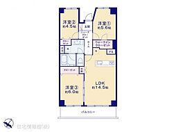 横浜パークタウンf棟 3LDKの間取図画像