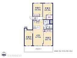 県ドリームハイツ20号棟 4LDKの間取図画像