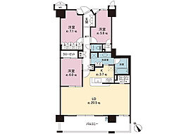 ソルグランデメイツ多摩境オレンジコート 3LDKの間取図画像