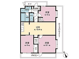 青梅東ガーデンわかぐさ公園 3LDKの間取図画像