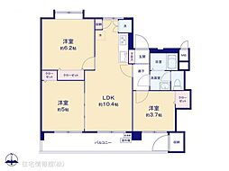 多摩川住宅トー6号棟 3LDKの間取り