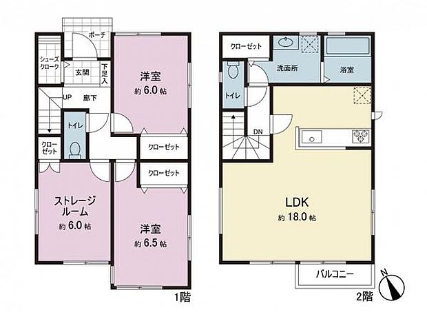 参考プラン（3号地）建物面積88.29m2／建物本体価格1840万円（税込）／建物本体価格の他に地盤改良工事、先行造成工事費用等が掛かる場合がございます／プランは一例でお客様が自由に決定できます