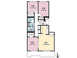 西原グリーンハイツ9号棟 3LDKの間取図画像