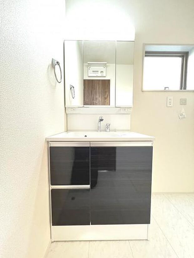 洗面化粧台です。朝の身支度から1日が始まります。