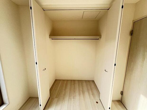 枕棚とハンガーパイプの付いたクローゼットです。