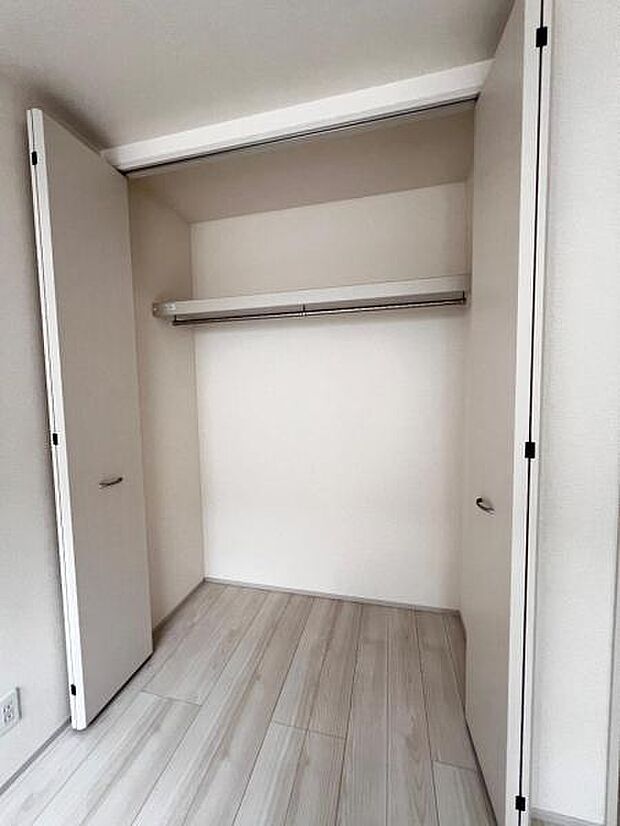枕棚とハンガーパイプの付いたクローゼットです。