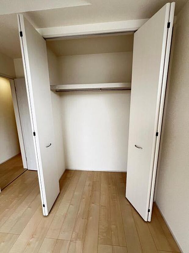 枕棚とハンガーパイプの付いたクローゼットです。