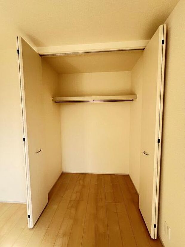 枕棚とハンガーパイプの付いたクローゼットです。